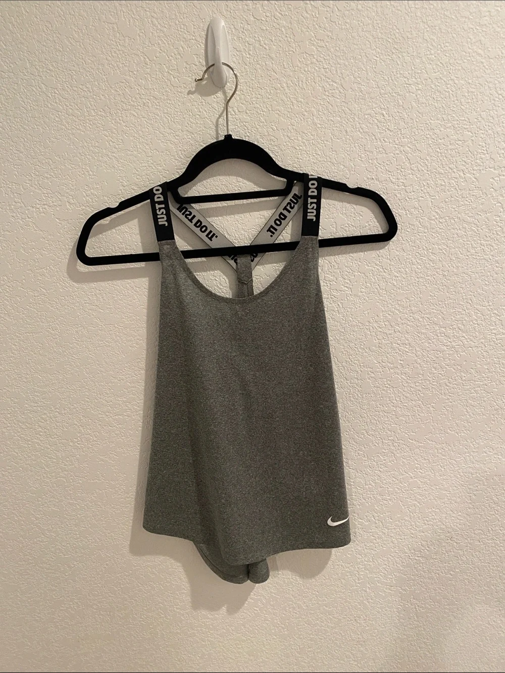 Nike Gray Athletic Racerback Tank with Branded Straps